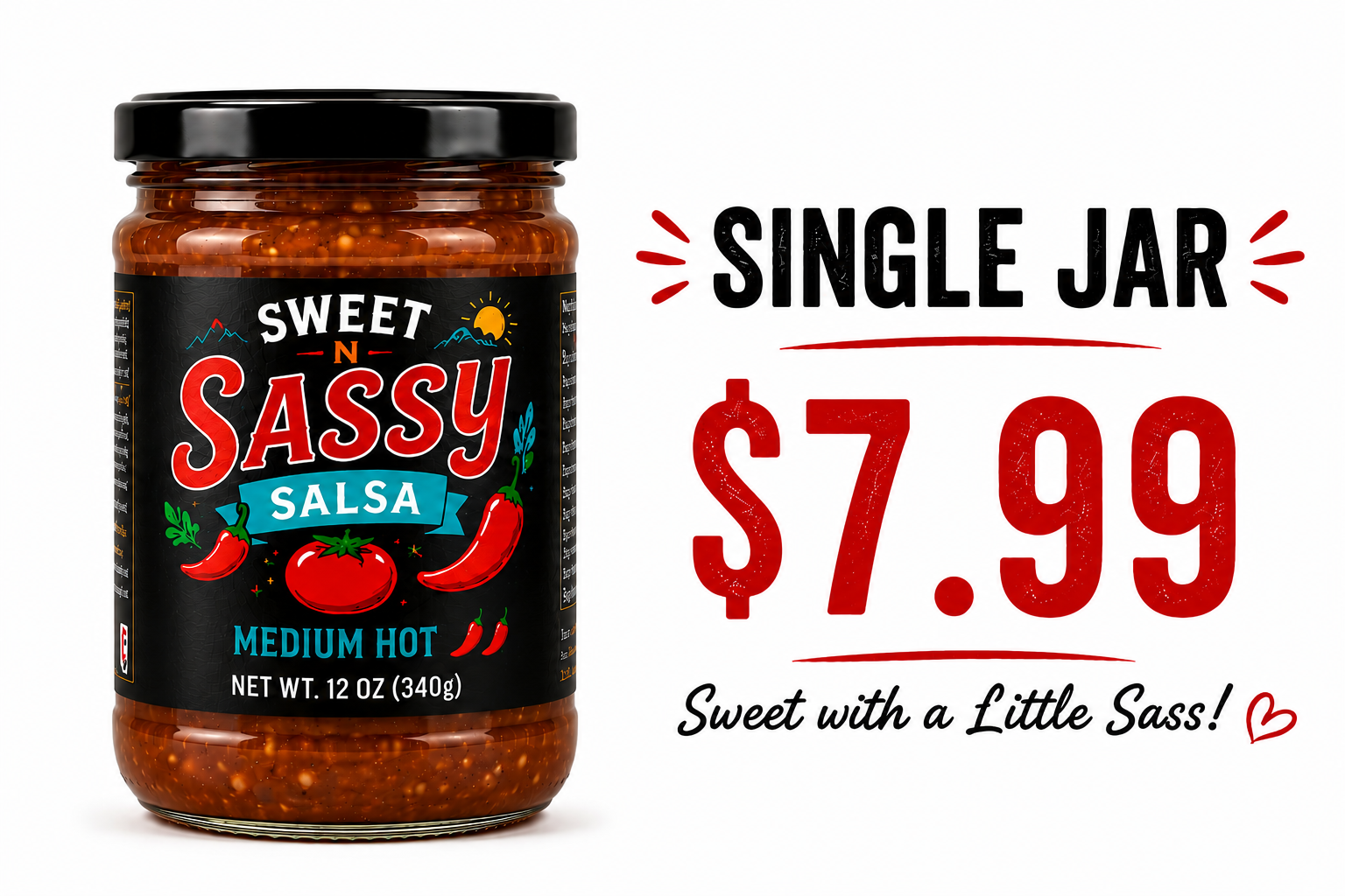 Sweet N Sassy Salsa – Small Batch Single Jar (12 oz)