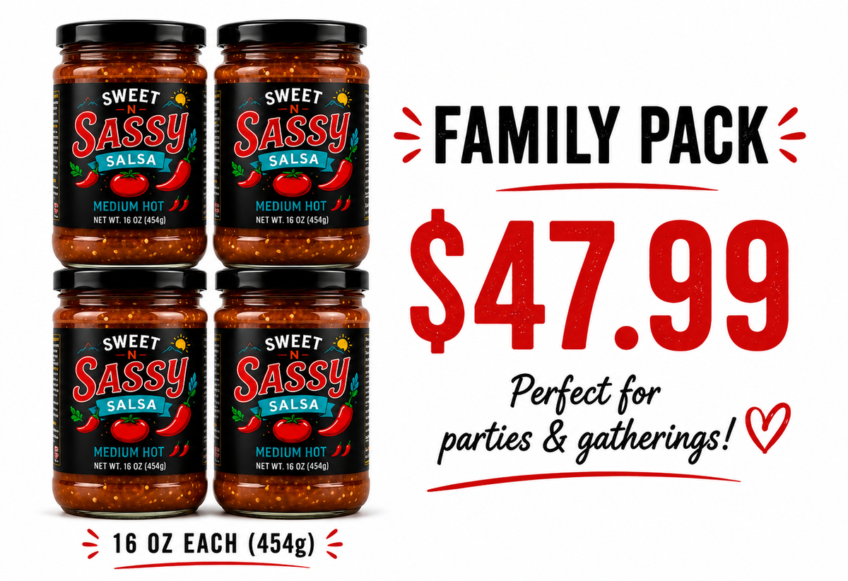 Sweet N Sassy Salsa – Family Pack (4 × 16 oz)